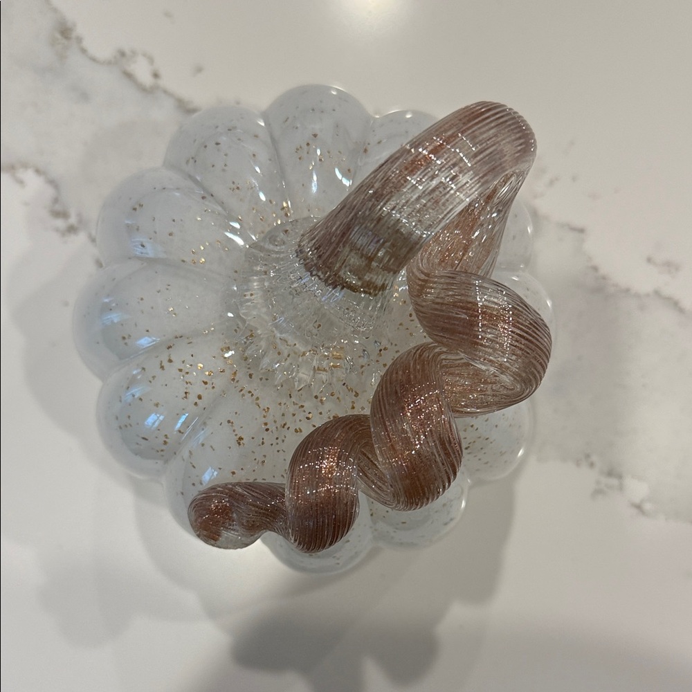 Artisan Glass Pumpkin with Gold and Copper Swirl